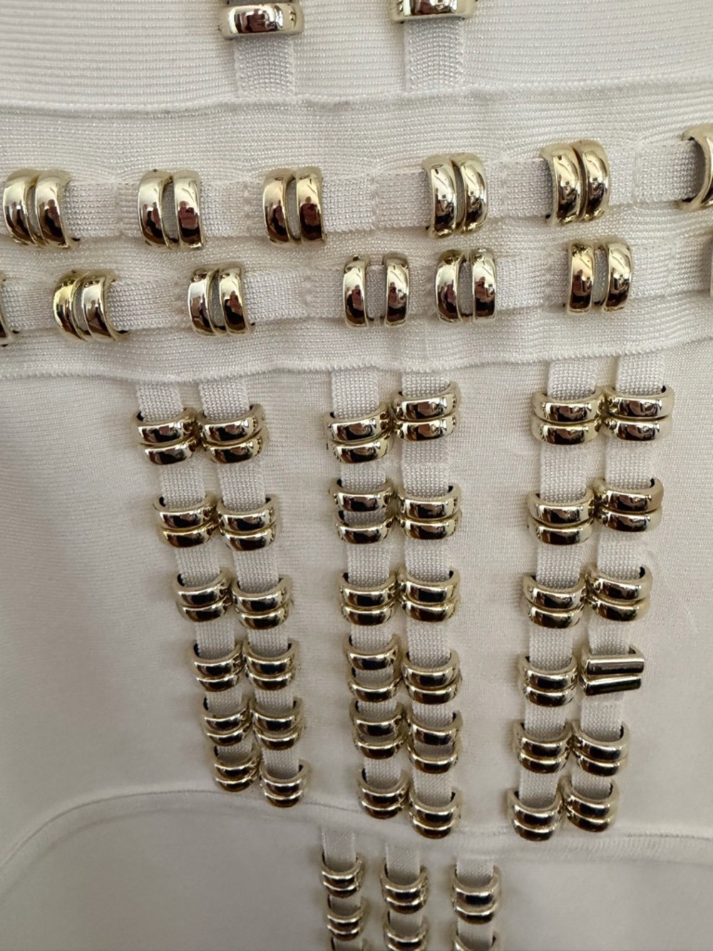 White Studded Bodycon Midi Dress - Picture 7 of 12